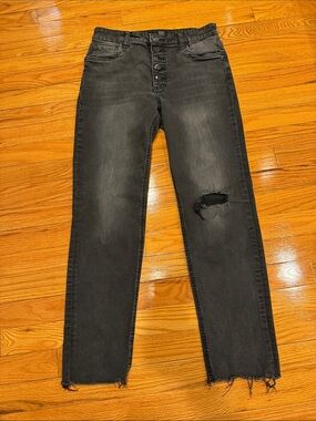 Kut  Black Distressed Button-Fly Jeans